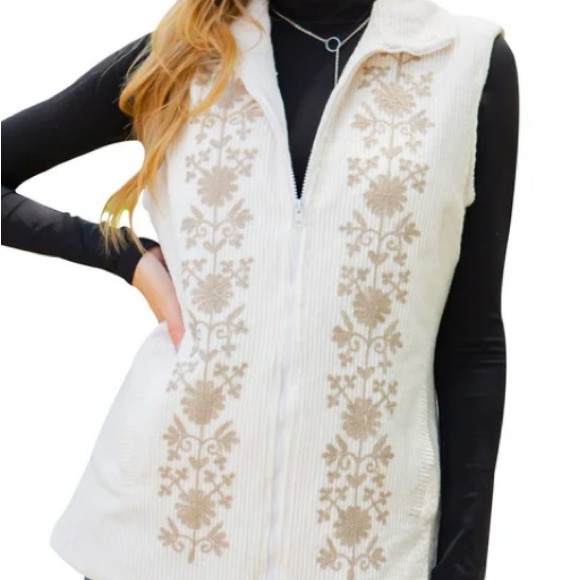 NWT..Young Threads Corduroy Embroidered Vest XL Dark eggplant/tag says brown - Picture 12 of 12